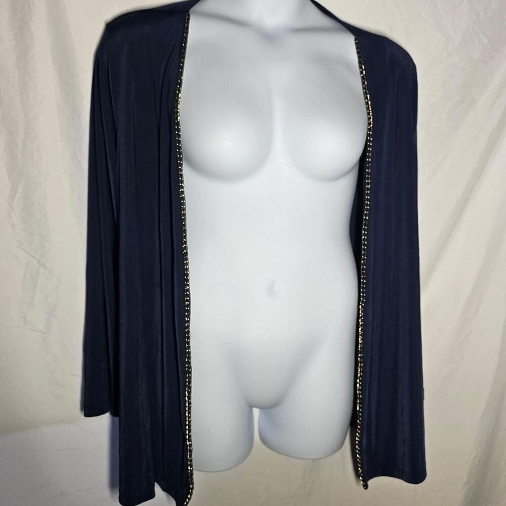Navy blue vintage 90s bling trim stretchy cardigan